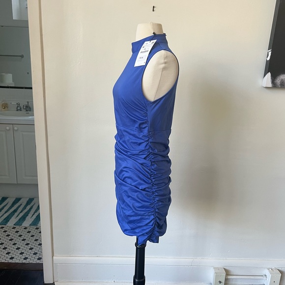 NWT Zara Blue Mock Neck Mini Dress Size Medium - Picture 5 of 9
